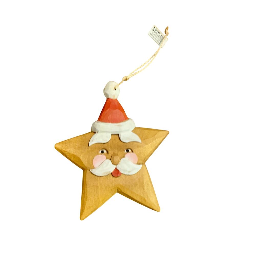 Midwest Cannon Falls Santa Star Ornament Wood Christmas Vintage Anthropomorphic